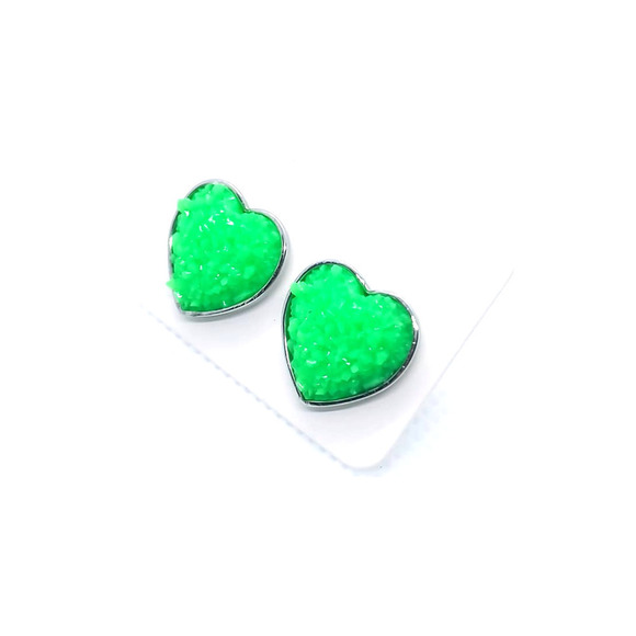 5/$25 Valentine Heart Shaped Druzy Earring Iridescent Studs Heart Shaped… - Picture 4 of 4